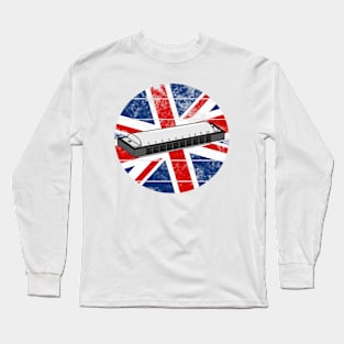 Harmonica UK Flag Britain Harmonicist British Musician Long Sleeve T-Shirt